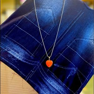 Peach heart gem necklace